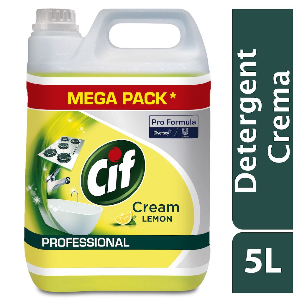 Cif Professional Cremă De Curățat Non-Abrazivă Lemon 2x5L - Cremă De Curățat cu microparticule naturale